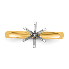 14k Two-Tone 1.25 carat Lightweight Comfort-Fit 6-Prong Round Solitaire Ring Mounting (No Stone Included)