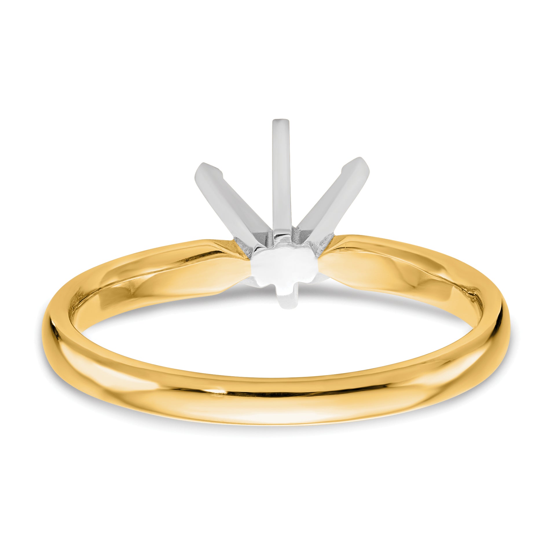 14k Two-Tone 1.25 carat Lightweight Comfort-Fit 6-Prong Round Solitaire Ring Mounting (No Stone Included)