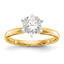 14k Two-Tone 1.25 carat Lightweight Comfort-Fit 6-Prong Round Solitaire Ring Mounting (No Stone Included)