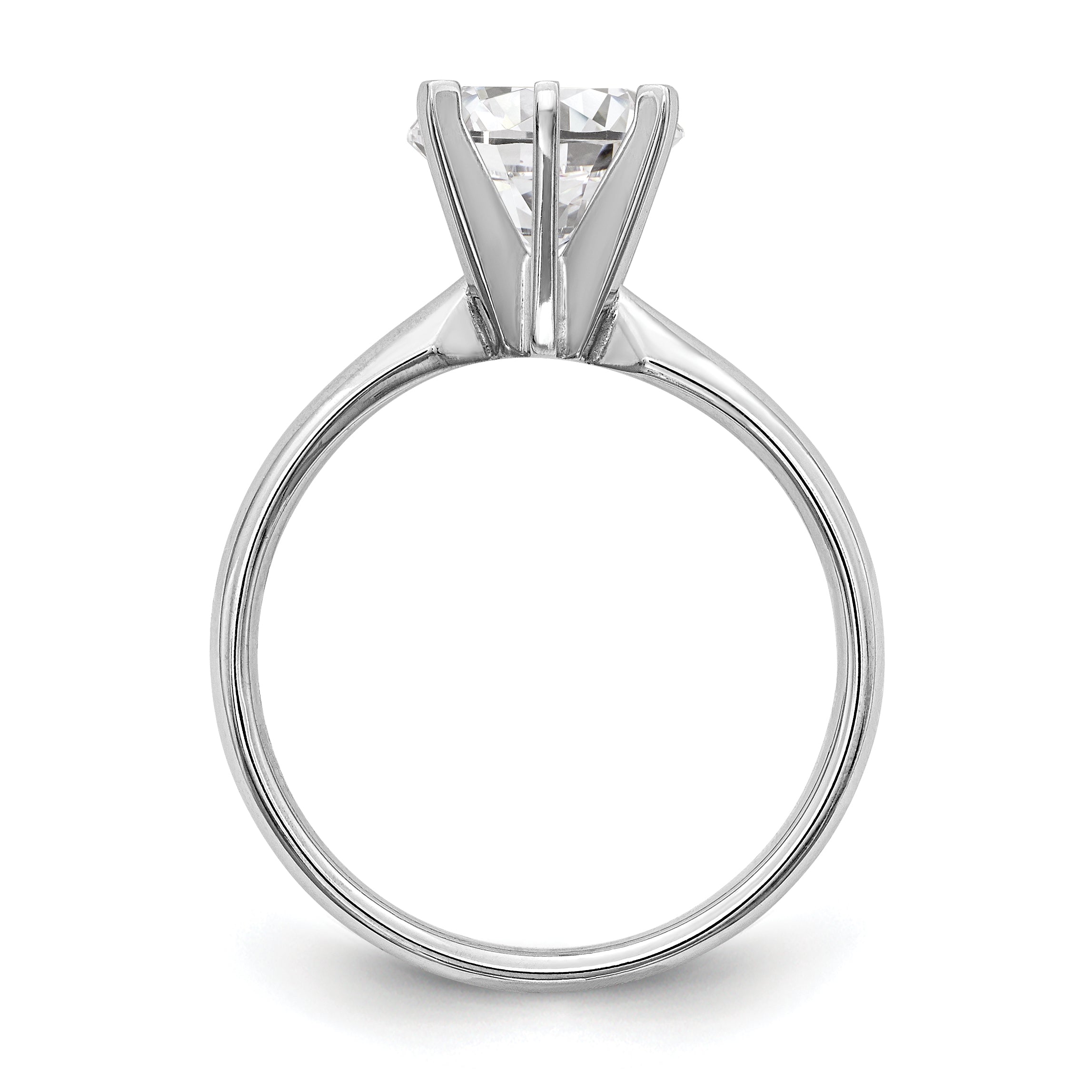 14k White Gold 1/3 carat Lightweight Comfort-Fit 6-Prong Round Solitaire Ring Mounting (No Stone Included)