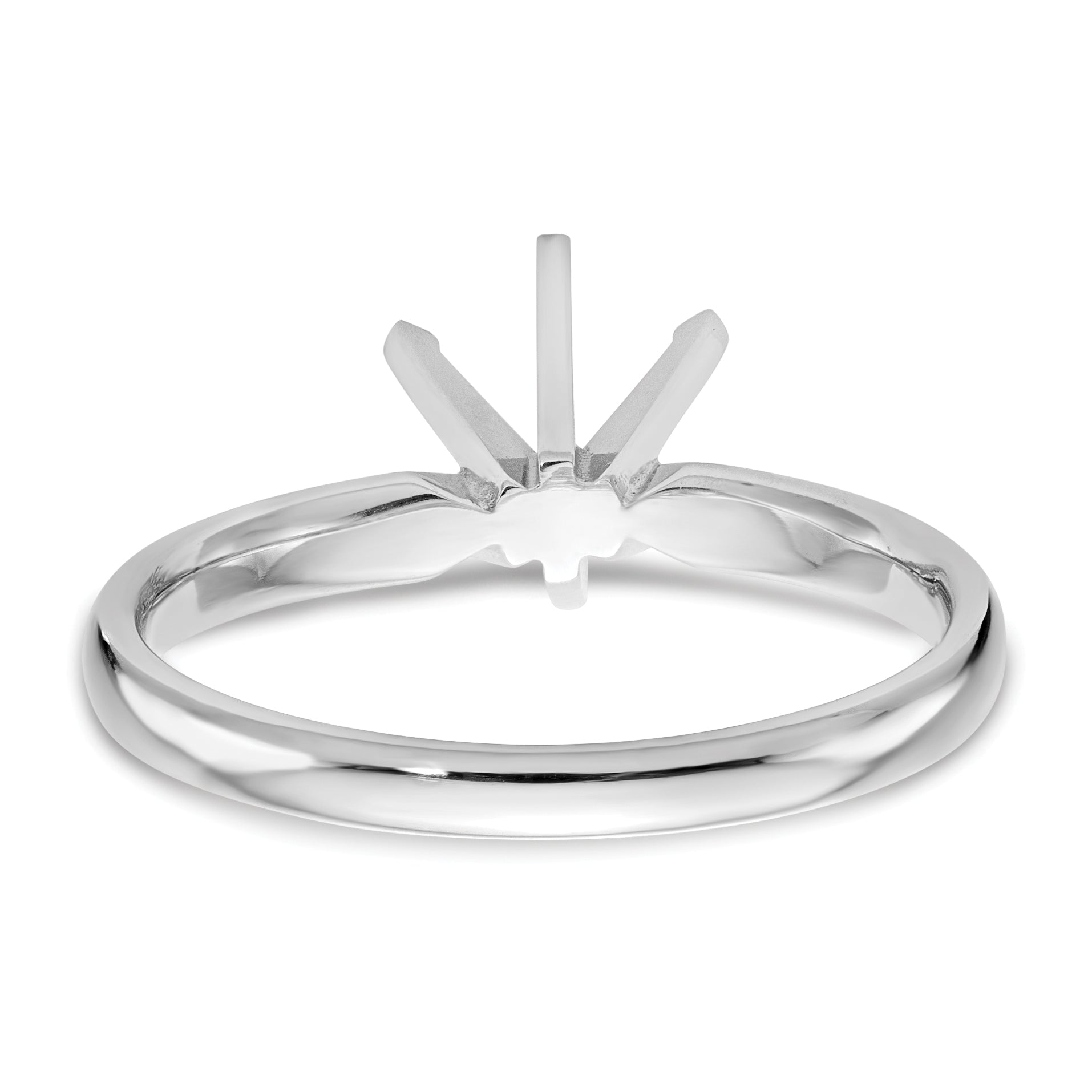 14k White Gold 2 carat Lightweight Comfort-Fit 6-Prong Round Solitaire Ring Mounting (No Stone Included)