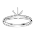 14k White Gold 1/4 carat Lightweight Comfort-Fit 6-Prong Round Solitaire Ring Mounting (No Stone Included)