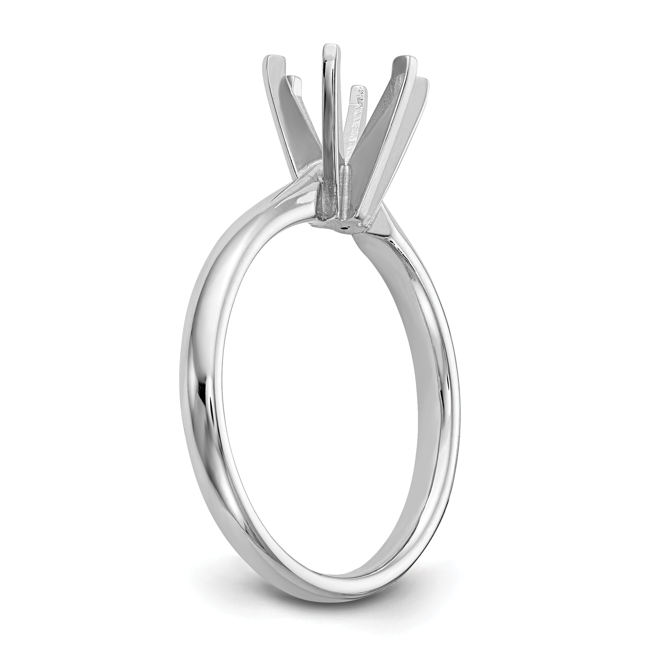 14k White Gold 1.25 carat Lightweight Comfort-Fit 6-Prong Round Solitaire Ring Mounting (No Stone Included)
