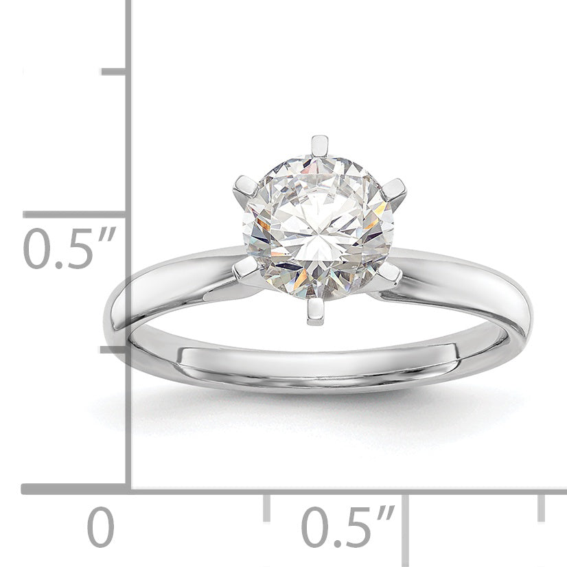 14k White Gold 1.25 carat Lightweight Comfort-Fit 6-Prong Round Solitaire Ring Mounting (No Stone Included)