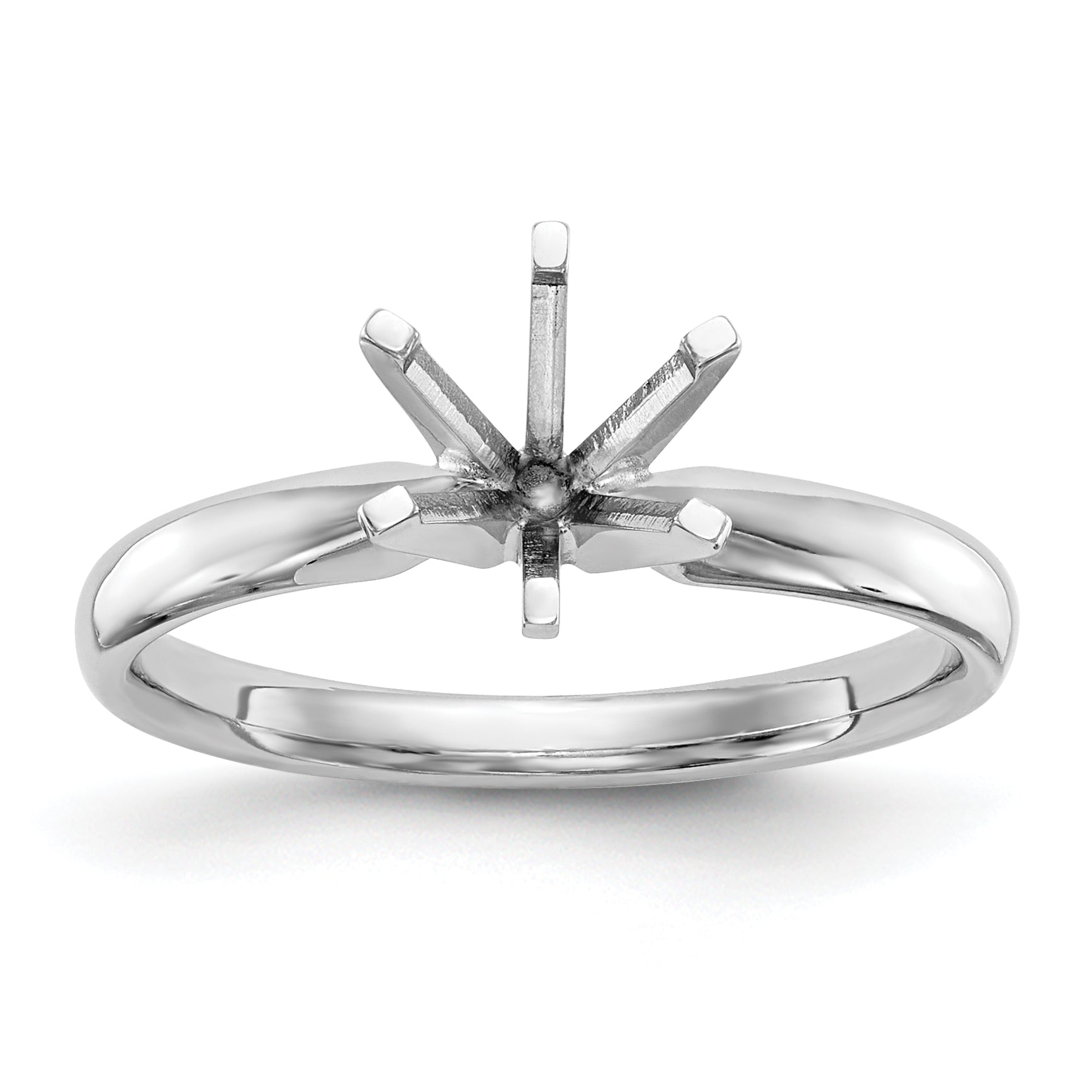 14k White Gold 1 carat Lightweight Comfort-Fit 6-Prong Round Solitaire Ring Mounting (No Stone Included)