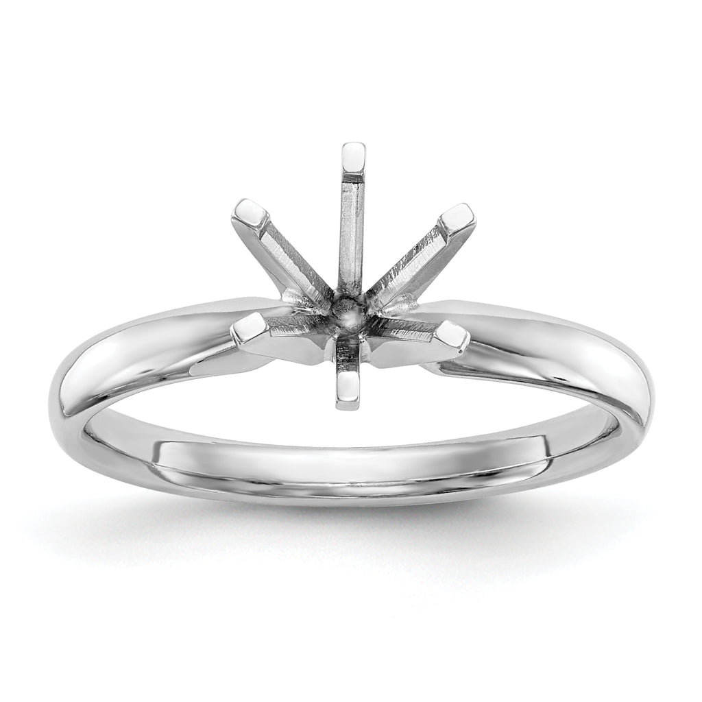 14k White Gold 1/3 carat Lightweight Comfort-Fit 6-Prong Round Solitaire Ring Mounting (No Stone Included)