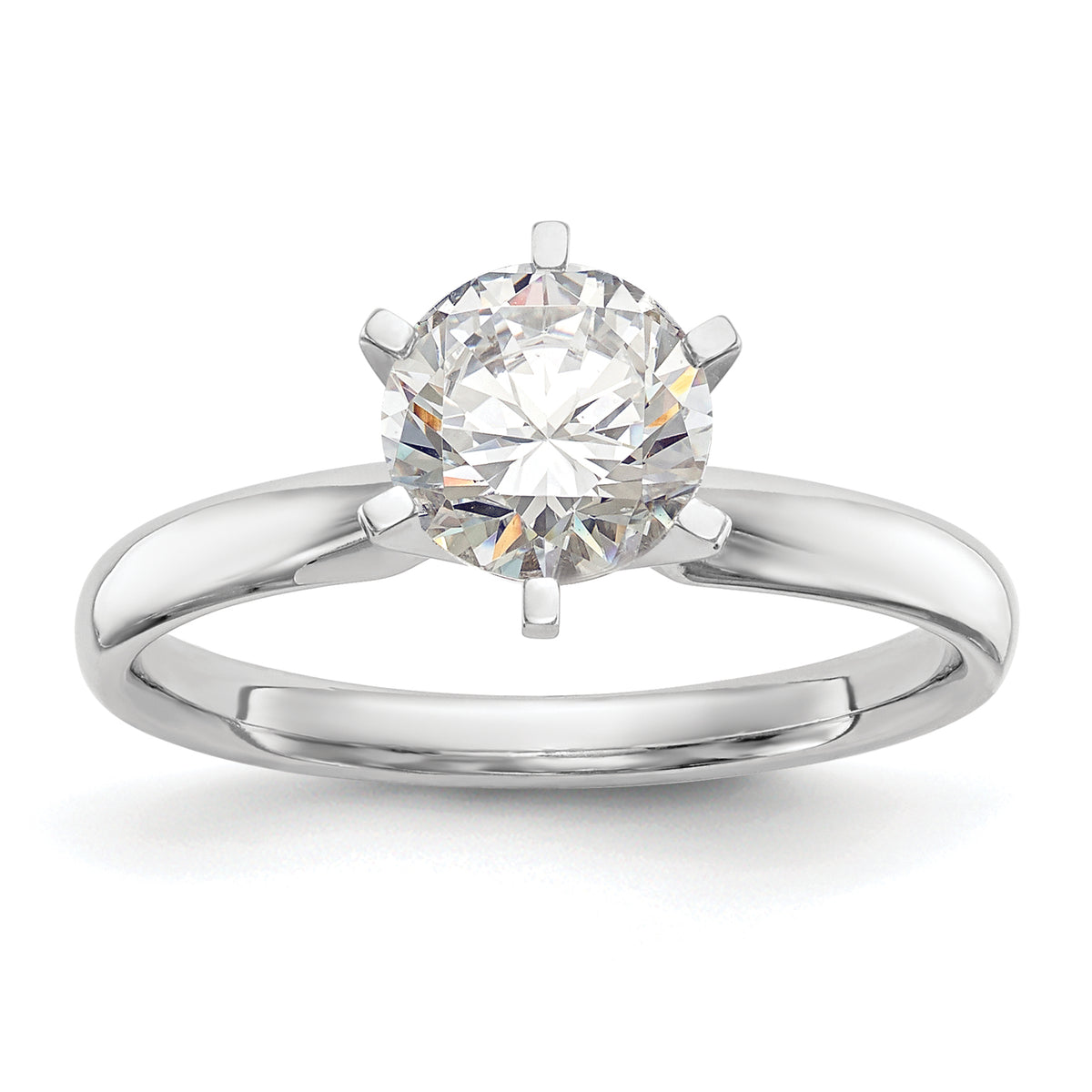 14k White Gold 1 carat Lightweight Comfort-Fit 6-Prong Round Solitaire Ring Mounting (No Stone Included)