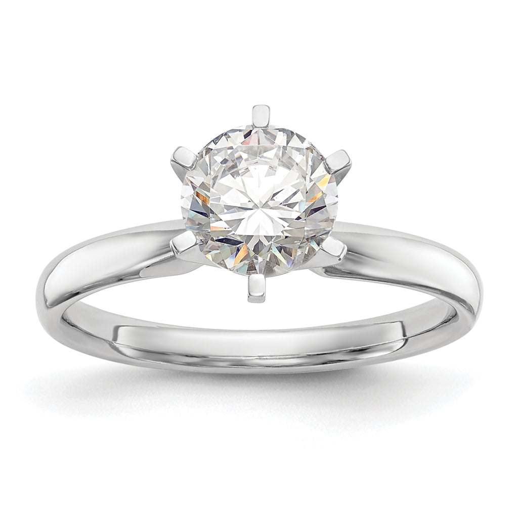 14k White Gold 5/8 carat Lightweight Comfort-Fit 6-Prong Round Solitaire Ring Mounting (No Stone Included)