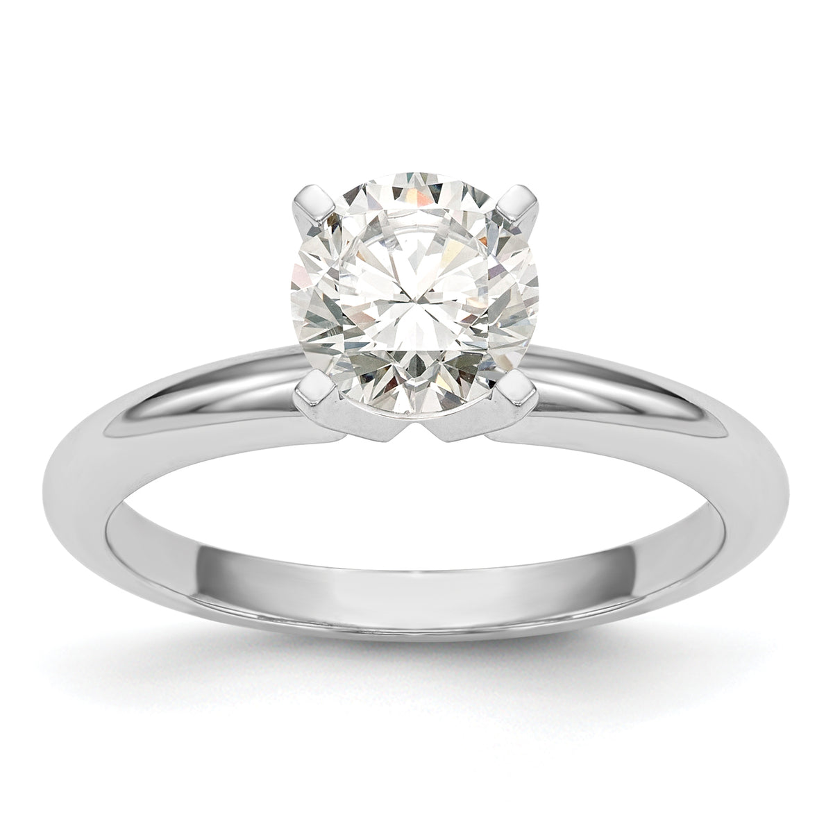 14k White Gold 1/2 carat Heavy-Weight Half-Round 4-Prong Round Solitaire Ring Mounting (No Stone Included)
