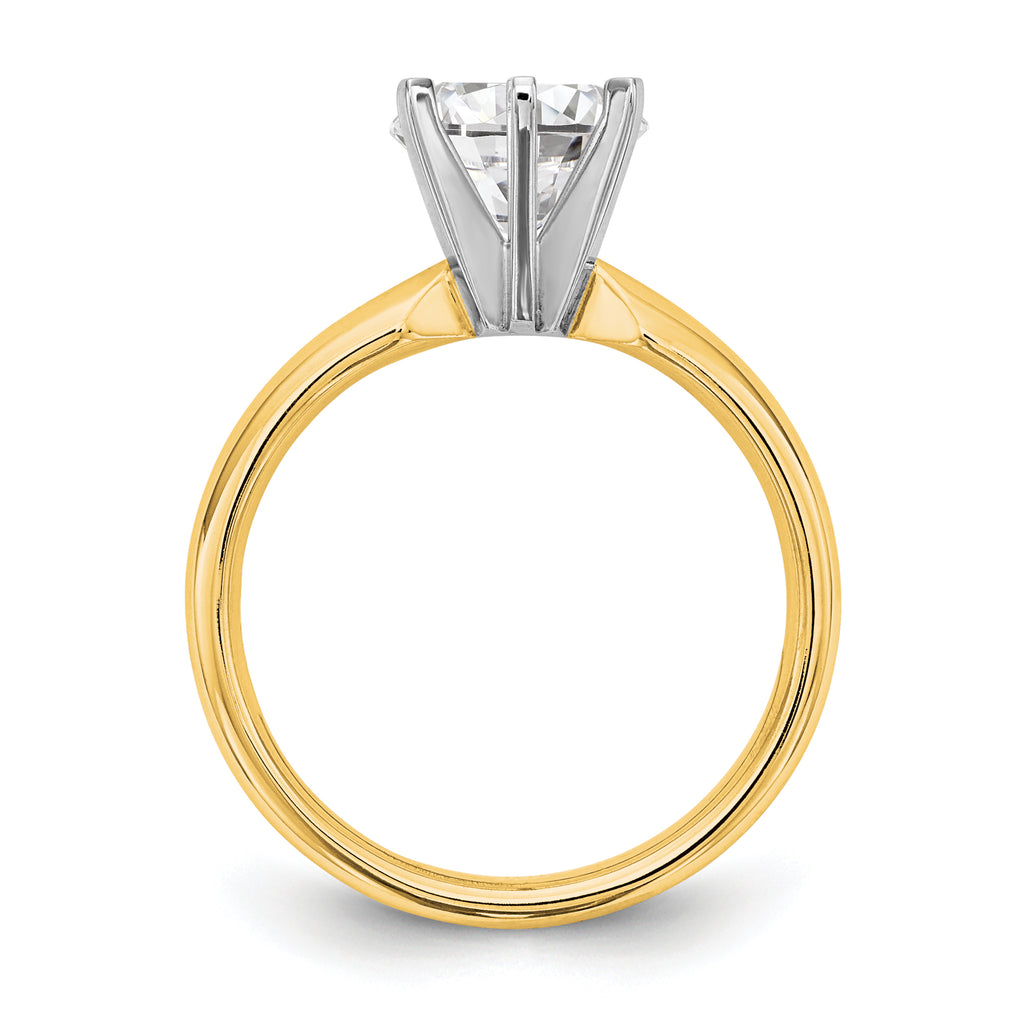 14k Two-Tone 1/4 carat Medium-Weight Comfort-Fit 6-Prong Round Solitaire Ring Mounting (No Stone Included)