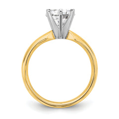 14k Two-Tone 1 carat Medium-Weight Comfort-Fit 6-Prong Round Solitaire Ring Mounting (No Stone Included)