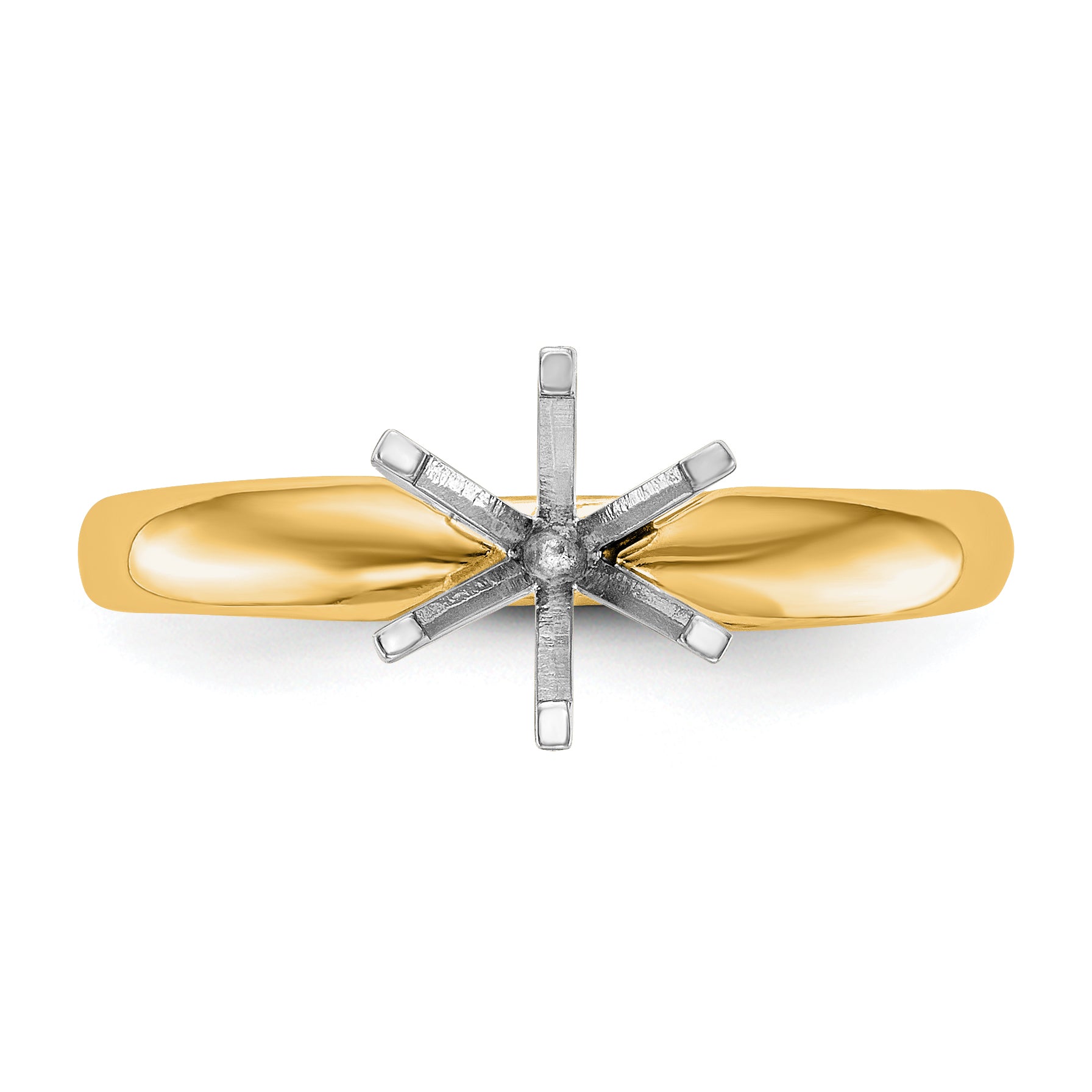 14k Two-Tone 1 carat Medium-Weight Comfort-Fit 6-Prong Round Solitaire Ring Mounting (No Stone Included)