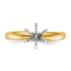 14k Two-Tone 1 carat Medium-Weight Comfort-Fit 6-Prong Round Solitaire Ring Mounting (No Stone Included)