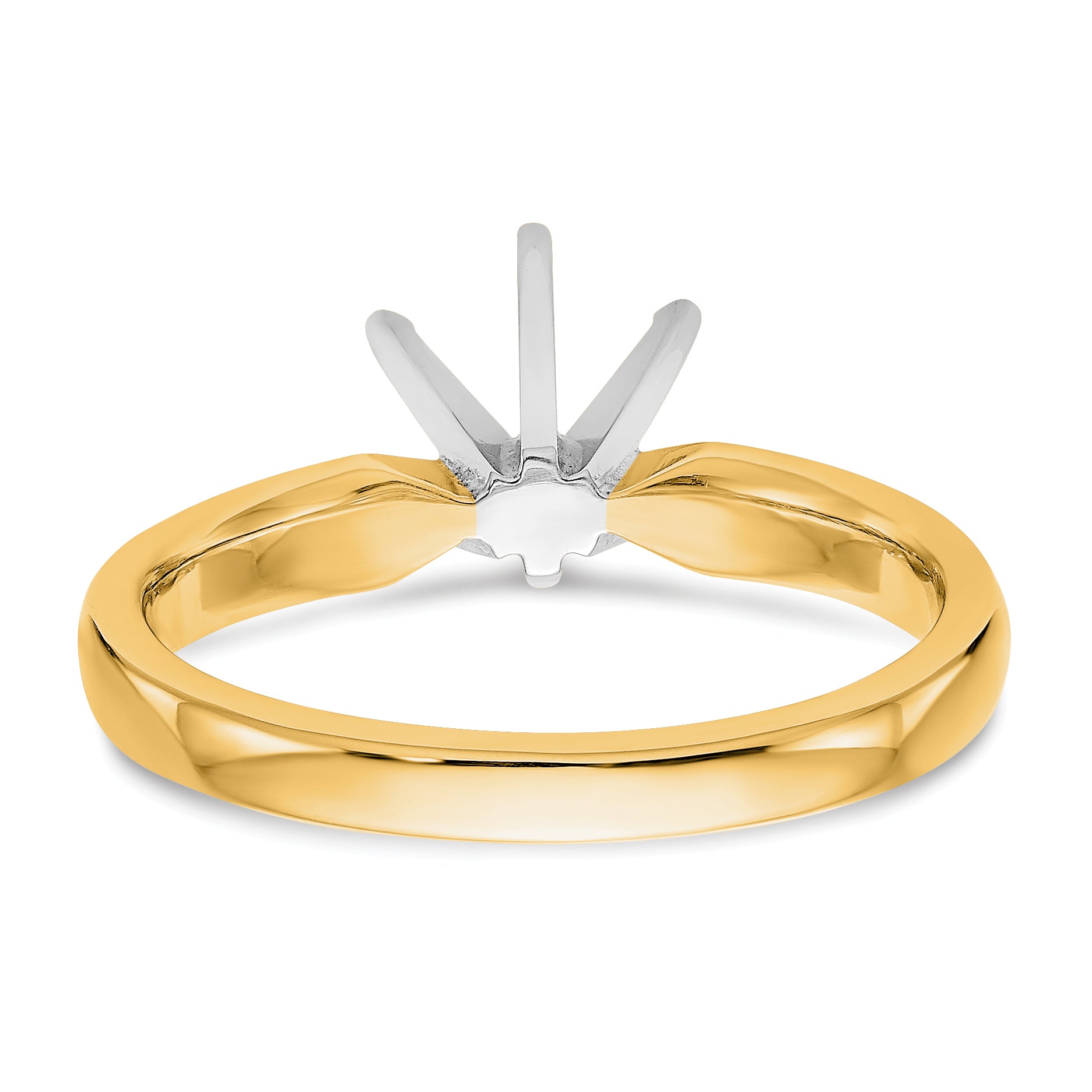 14k Two-Tone 1 carat Medium-Weight Comfort-Fit 6-Prong Round Solitaire Ring Mounting (No Stone Included)