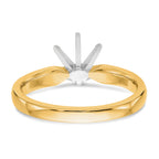 14k Two-Tone 1.25 carat Medium-Weight Comfort-Fit 6-Prong Round Solitaire Ring Mounting (No Stone Included)