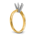 14k Two-Tone 5/8 carat Medium-Weight Comfort-Fit 6-Prong Round Solitaire Ring Mounting (No Stone Included)