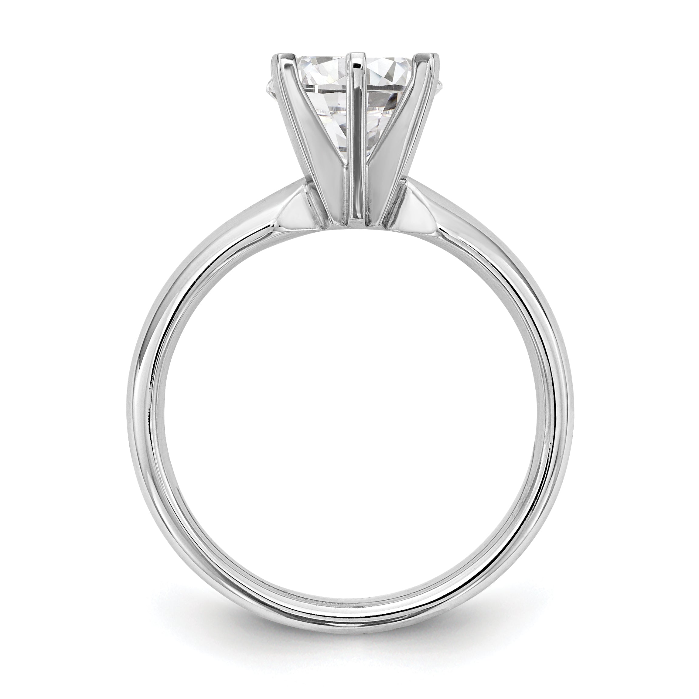 14k White Gold 1.25 carat Medium-Weight Comfort-Fit 6-Prong Round Solitaire Ring Mounting (No Stone Included)