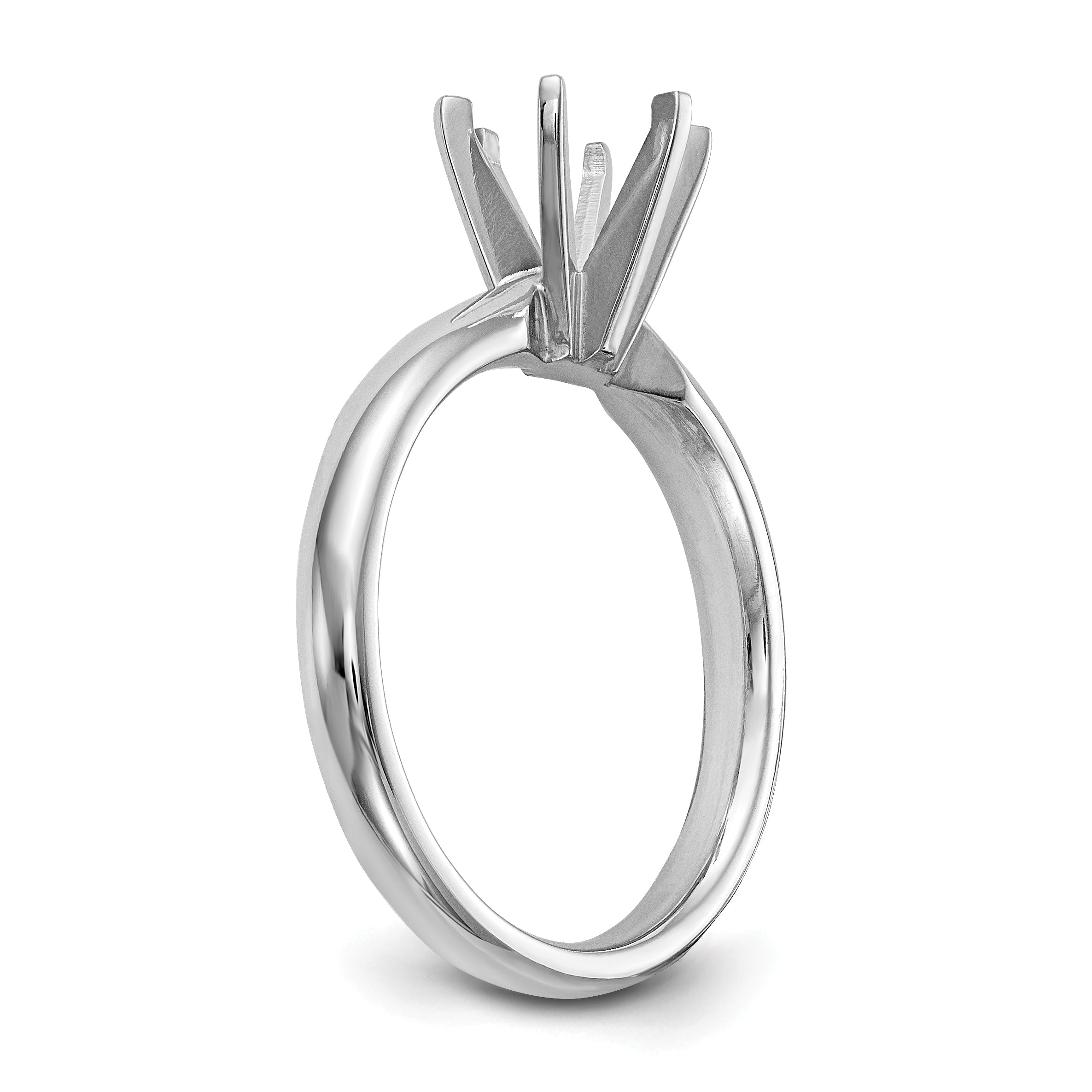 14k White Gold 1 carat Medium-Weight Comfort-Fit 6-Prong Round Solitaire Ring Mounting (No Stone Included)