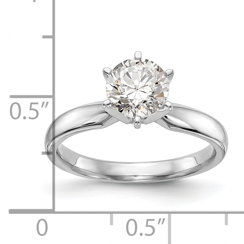14k White Gold 1.5 carat Medium-Weight Comfort-Fit 6-Prong Round Solitaire Ring Mounting (No Stone Included)