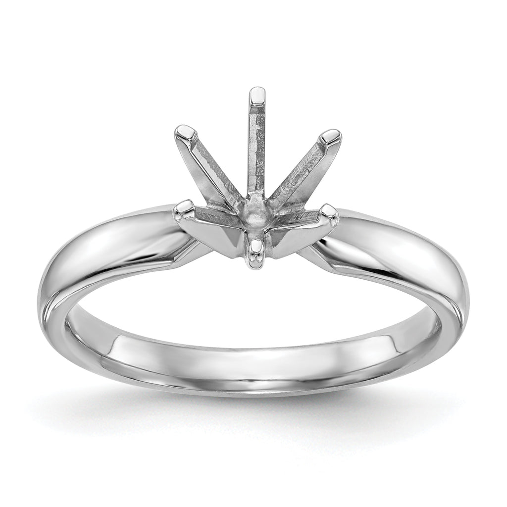 14k White Gold 3/4 carat Medium-Weight Comfort-Fit 6-Prong Round Solitaire Ring Mounting (No Stone Included)