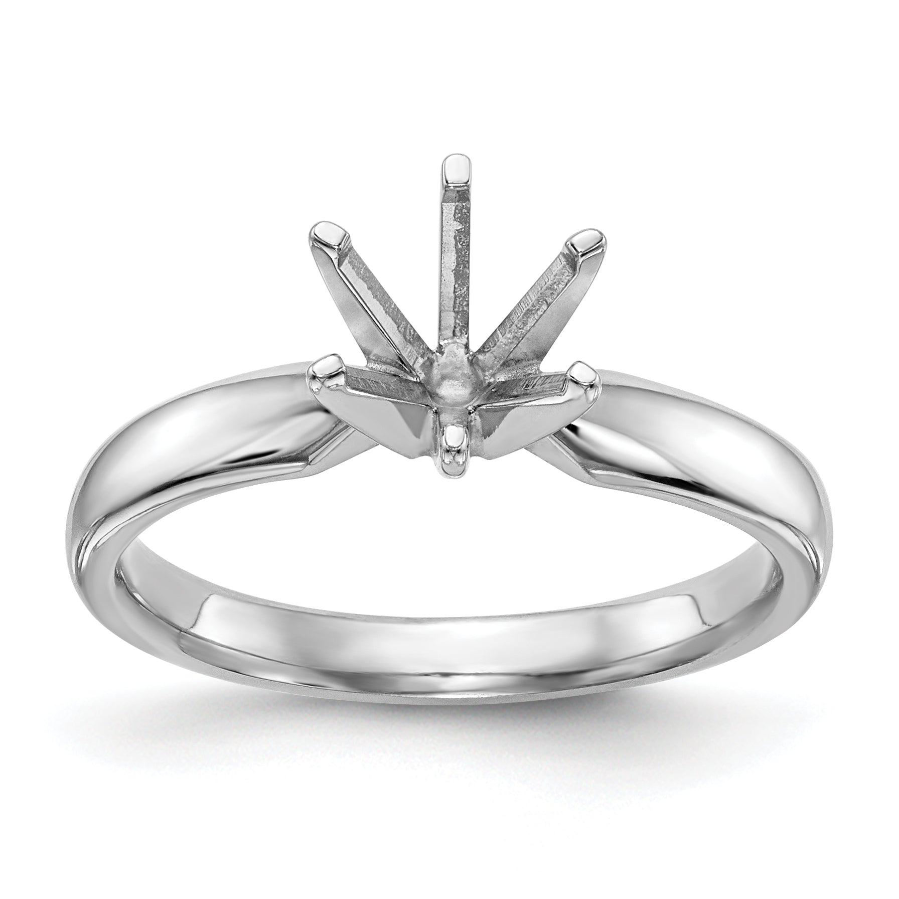 14k White Gold 1.25 carat Medium-Weight Comfort-Fit 6-Prong Round Solitaire Ring Mounting (No Stone Included)