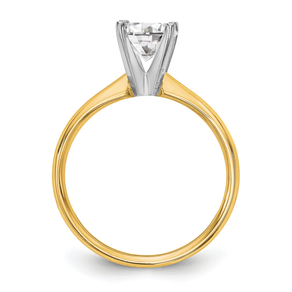 14k Two-Tone 1 carat Lightweight Comfort-Fit 4-Prong Round Solitaire Ring Mounting (No Stone Included)