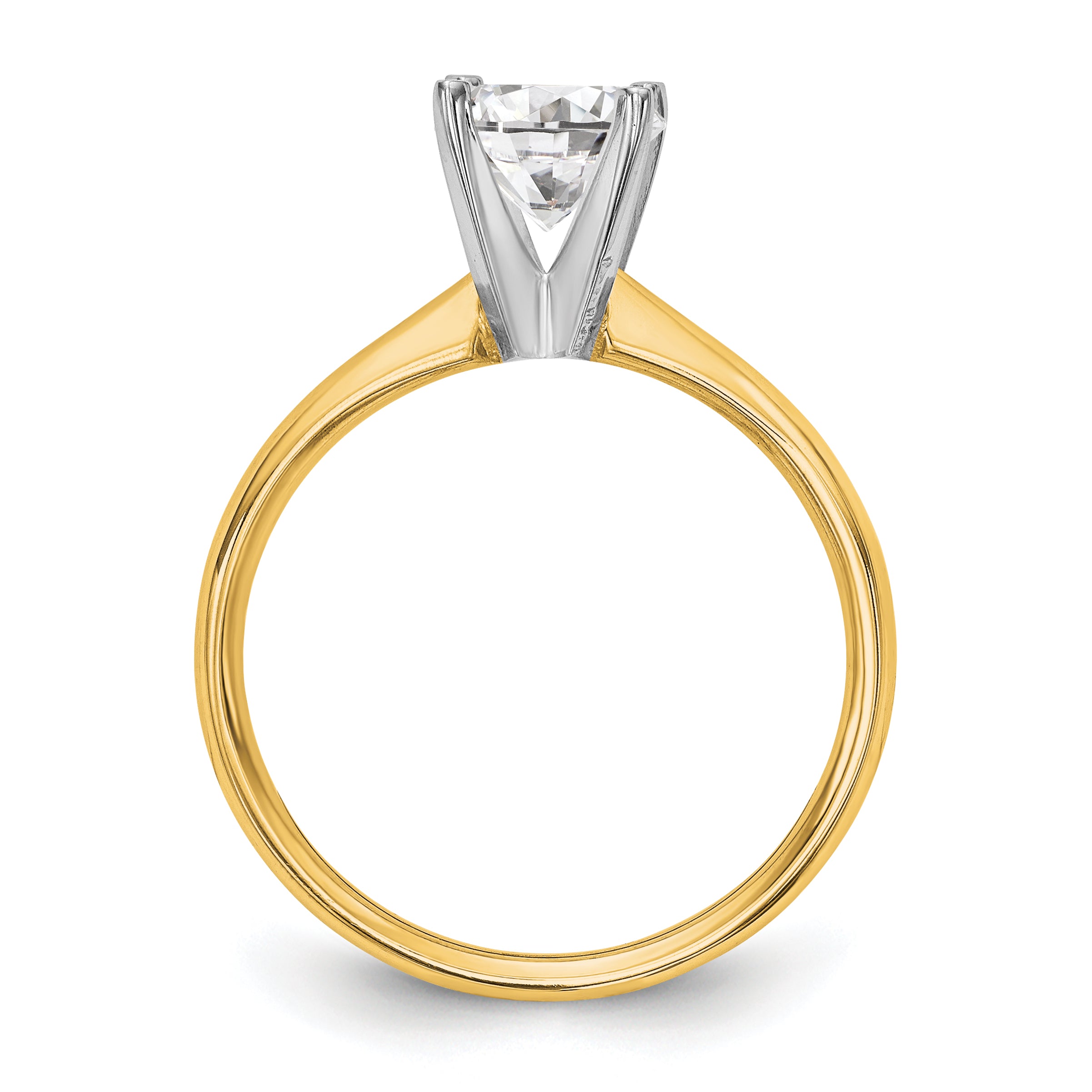 14k Two-Tone 1.25 carat Lightweight Comfort-Fit 4-Prong Round Solitaire Ring Mounting (No Stone Included)