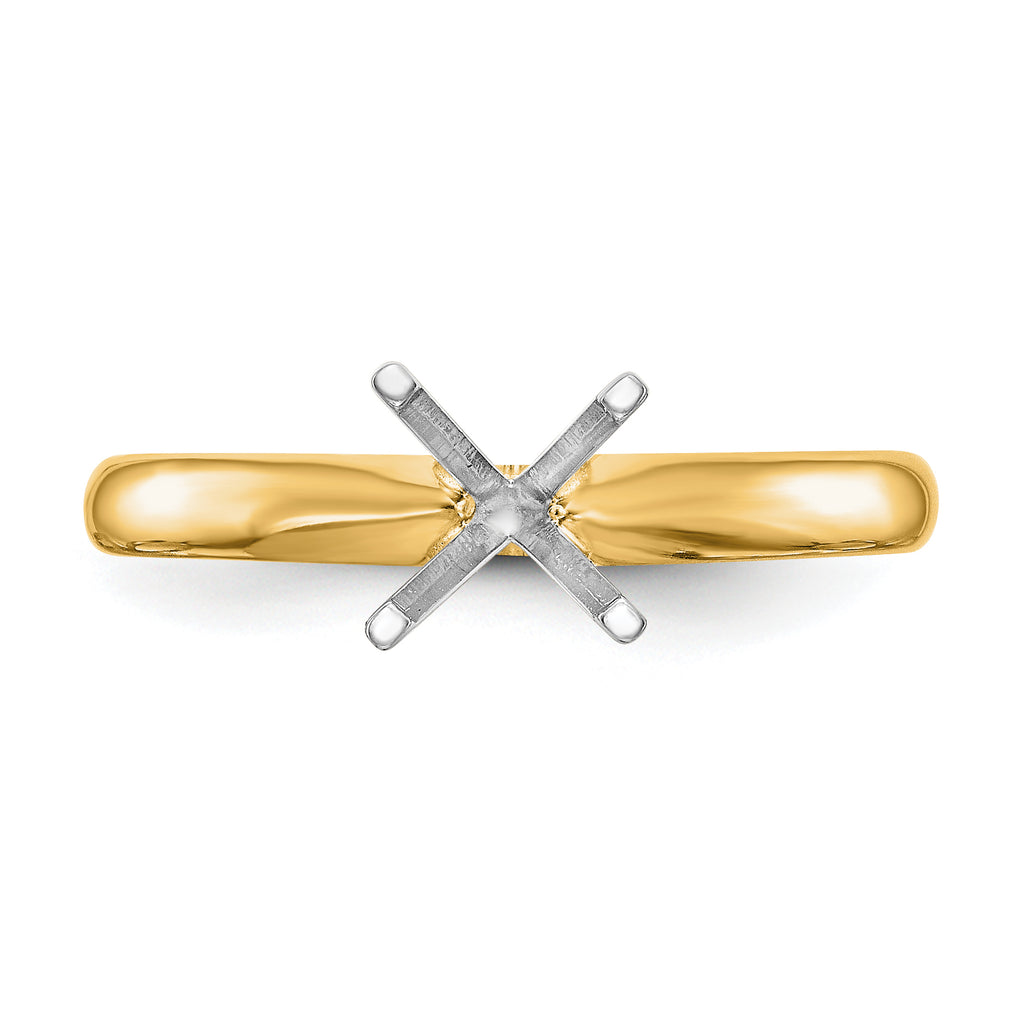 14k Two-Tone 1 carat Lightweight Comfort-Fit 4-Prong Round Solitaire Ring Mounting (No Stone Included)