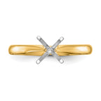 14k Two-Tone 2 carat Lightweight Comfort-Fit 4-Prong Round Solitaire Ring Mounting (No Stone Included)