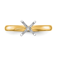 14k Two-Tone 1 carat Lightweight Comfort-Fit 4-Prong Round Solitaire Ring Mounting (No Stone Included)