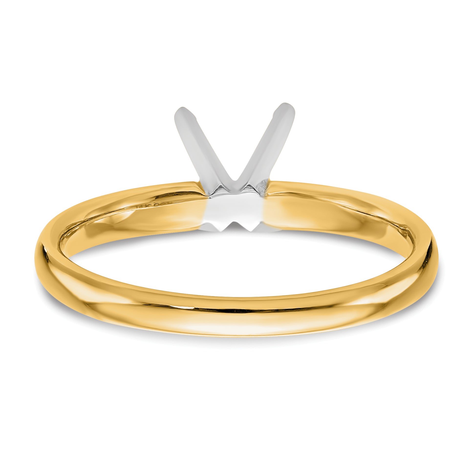 14k Two-Tone 1 carat Lightweight Comfort-Fit 4-Prong Round Solitaire Ring Mounting (No Stone Included)