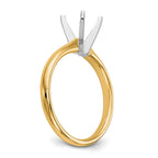 14k Two-Tone 1 carat Lightweight Comfort-Fit 4-Prong Round Solitaire Ring Mounting (No Stone Included)