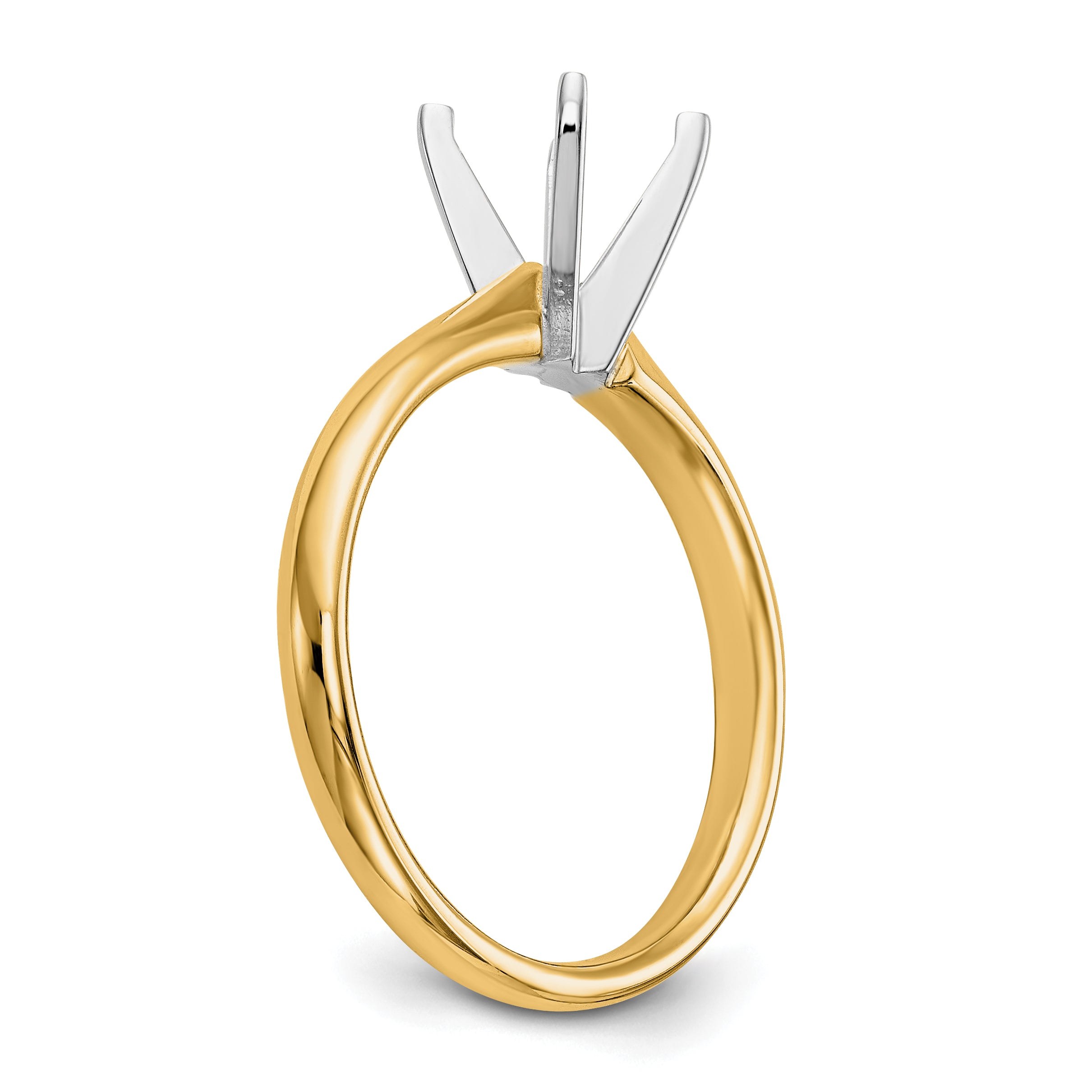 14k Two-Tone 1/3 carat Lightweight Comfort-Fit 4-Prong Round Solitaire Ring Mounting (No Stone Included)