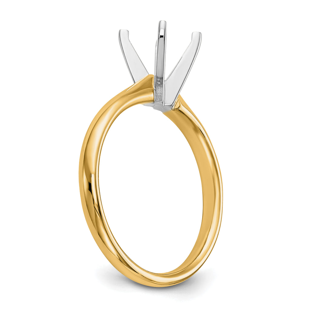 14k Two-Tone 1.25 carat Lightweight Comfort-Fit 4-Prong Round Solitaire Ring Mounting (No Stone Included)