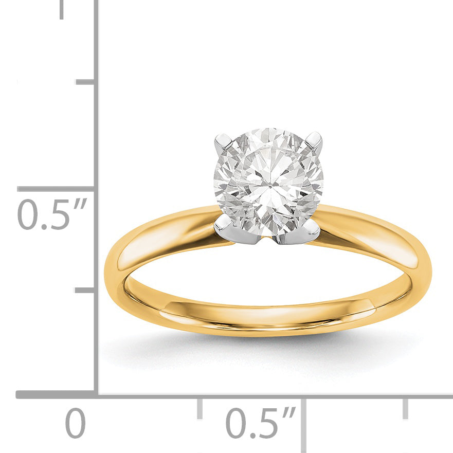 14k Two-Tone 1 carat Lightweight Comfort-Fit 4-Prong Round Solitaire Ring Mounting (No Stone Included)