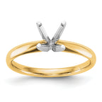 14k Two-Tone 1/3 carat Lightweight Comfort-Fit 4-Prong Round Solitaire Ring Mounting (No Stone Included)