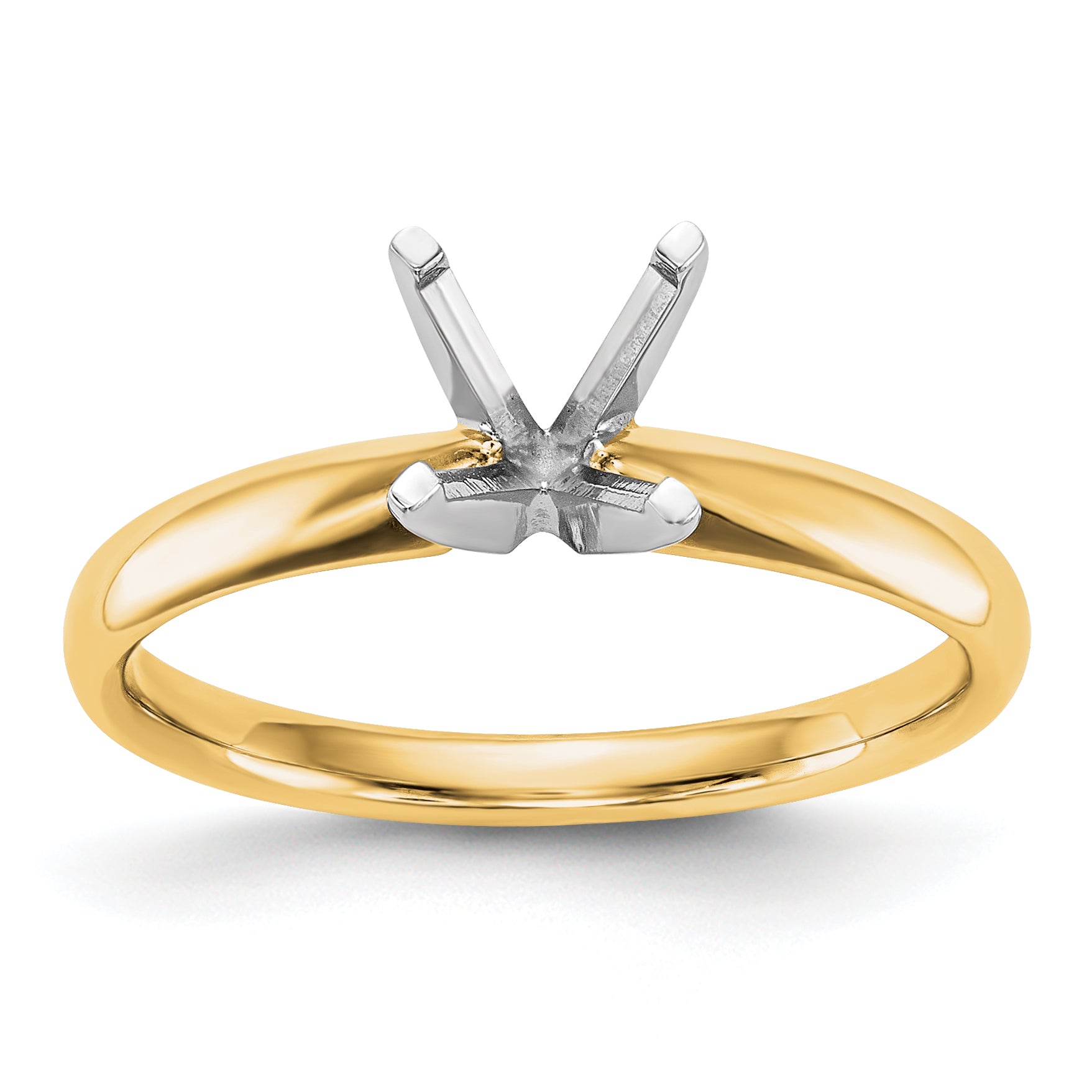 14k Two-Tone 1/3 carat Lightweight Comfort-Fit 4-Prong Round Solitaire Ring Mounting (No Stone Included)