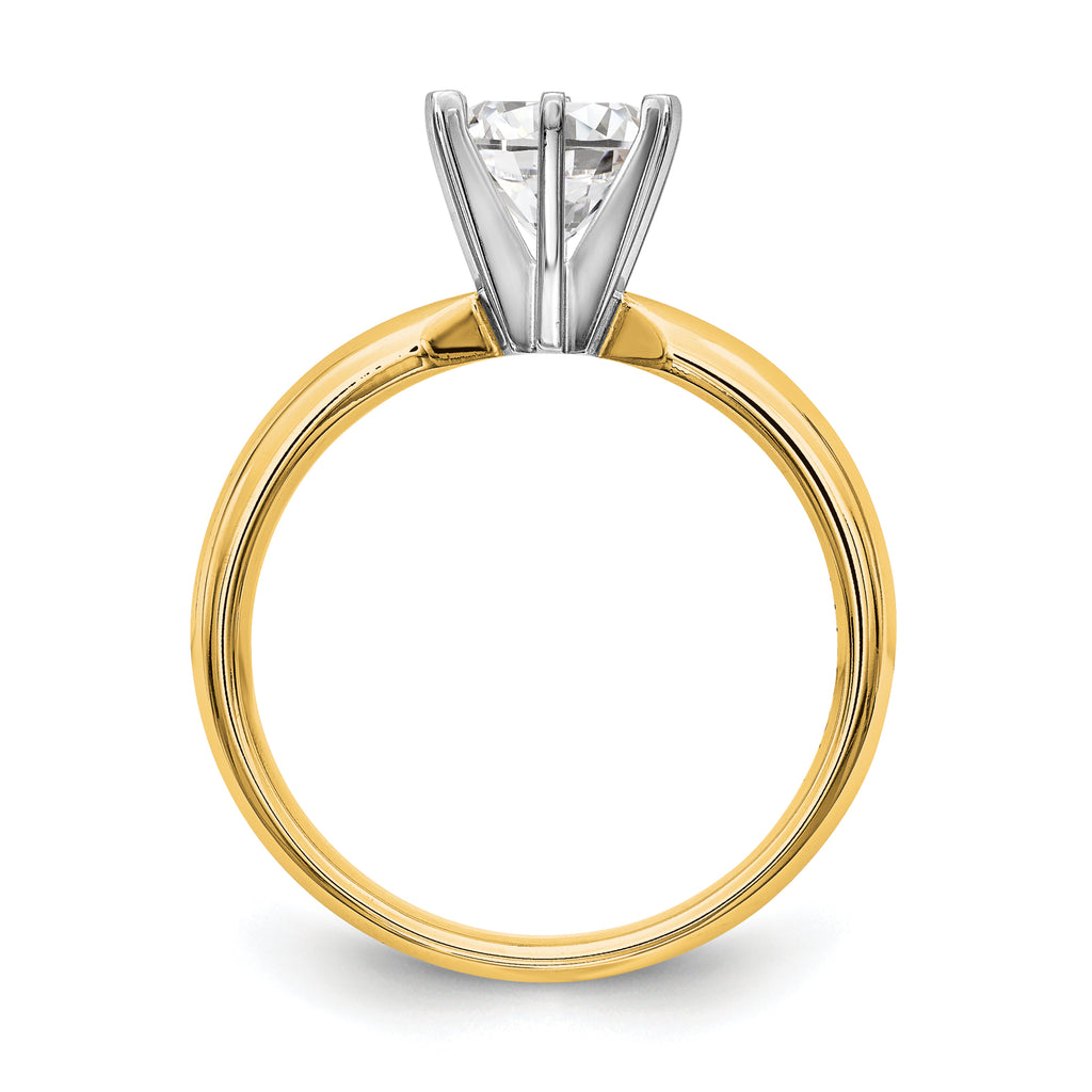 14k Two-Tone 1/3 carat Medium-Weight Low-Shoulder Comfort-Fit 6-Prong Round Solitaire Ring Mounting (No Stone Included)