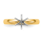 14k Two-Tone 1/4 carat Medium-Weight Low-Shoulder Comfort-Fit 6-Prong Round Solitaire Ring Mounting (No Stone Included)