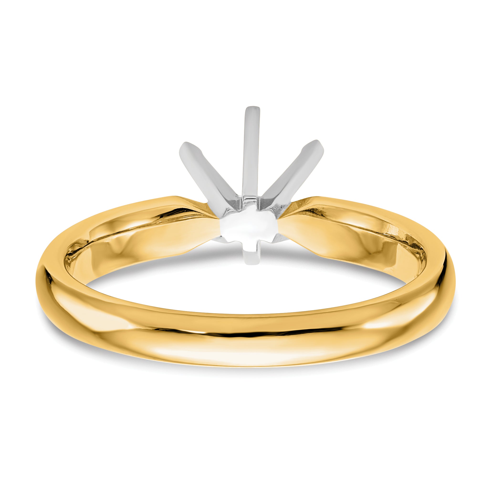 14k Two-Tone 1 carat Medium-Weight Low-Shoulder Comfort-Fit 6-Prong Round Solitaire Ring Mounting (No Stone Included)