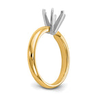 14k Two-Tone 1/4 carat Medium-Weight Low-Shoulder Comfort-Fit 6-Prong Round Solitaire Ring Mounting (No Stone Included)
