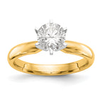 14k Two-Tone 1.5 carat Medium-Weight Low-Shoulder Comfort-Fit 6-Prong Round Solitaire Ring Mounting (No Stone Included)