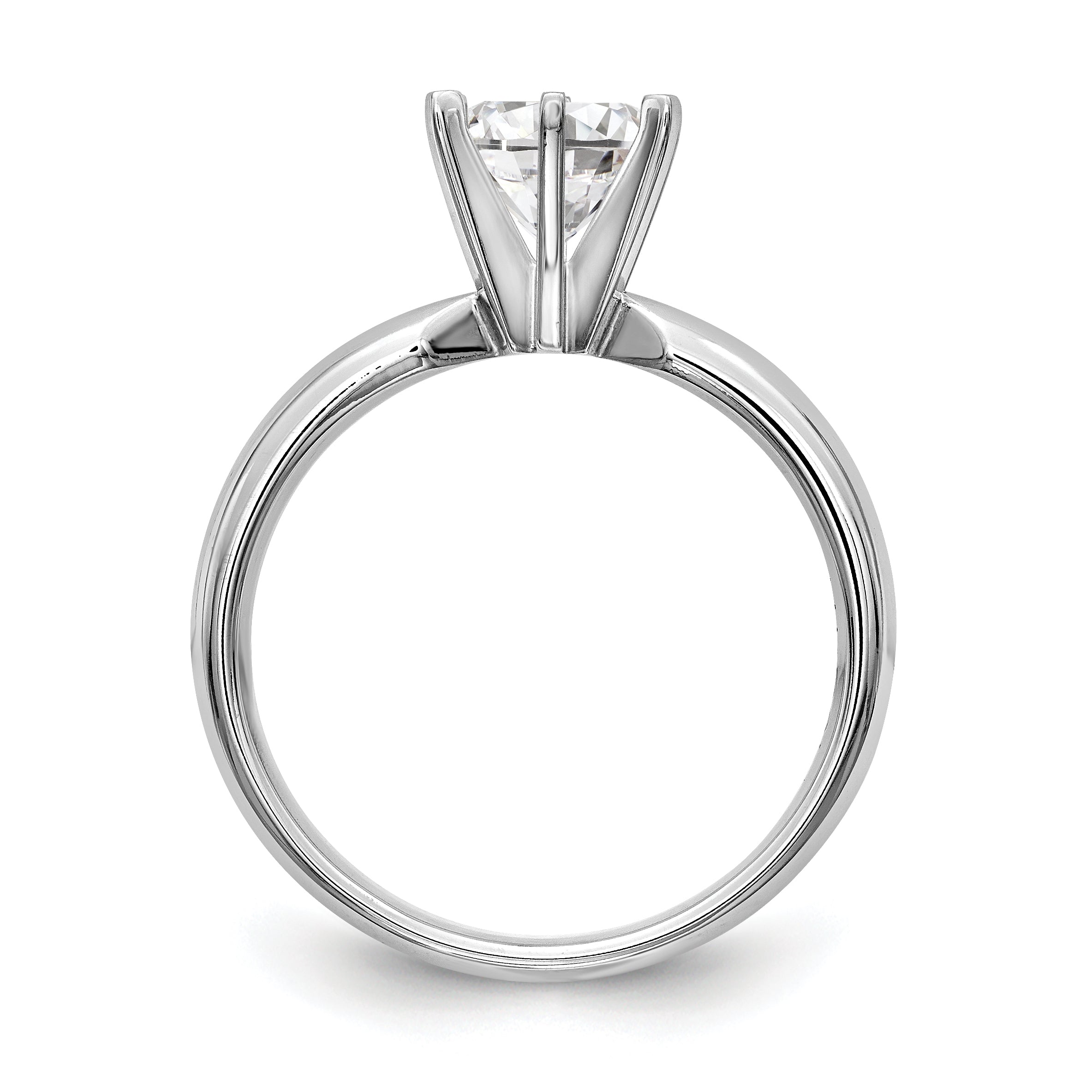 14k White Gold 3/16 carat Medium-Weight Low-Shoulder Comfort-Fit 6-Prong Round Solitaire Ring Mounting (No Stone Included)