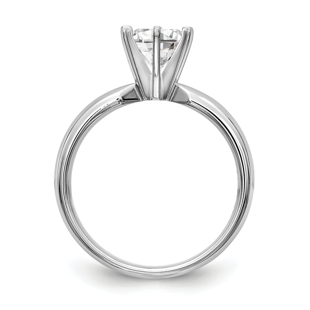 14k White Gold 2 carat Medium-Weight Low-Shoulder Comfort-Fit 6-Prong Round Solitaire Ring Mounting (No Stone Included)