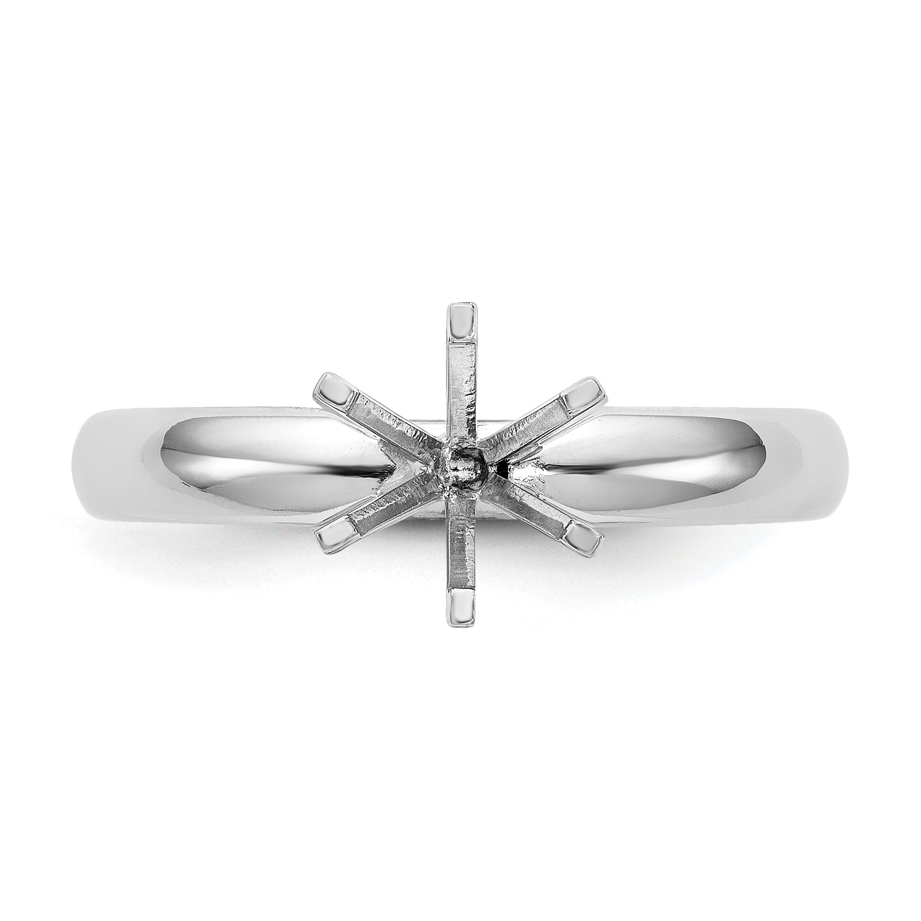 14k White Gold 1 carat Medium-Weight Low-Shoulder Comfort-Fit 6-Prong Round Solitaire Ring Mounting (No Stone Included)