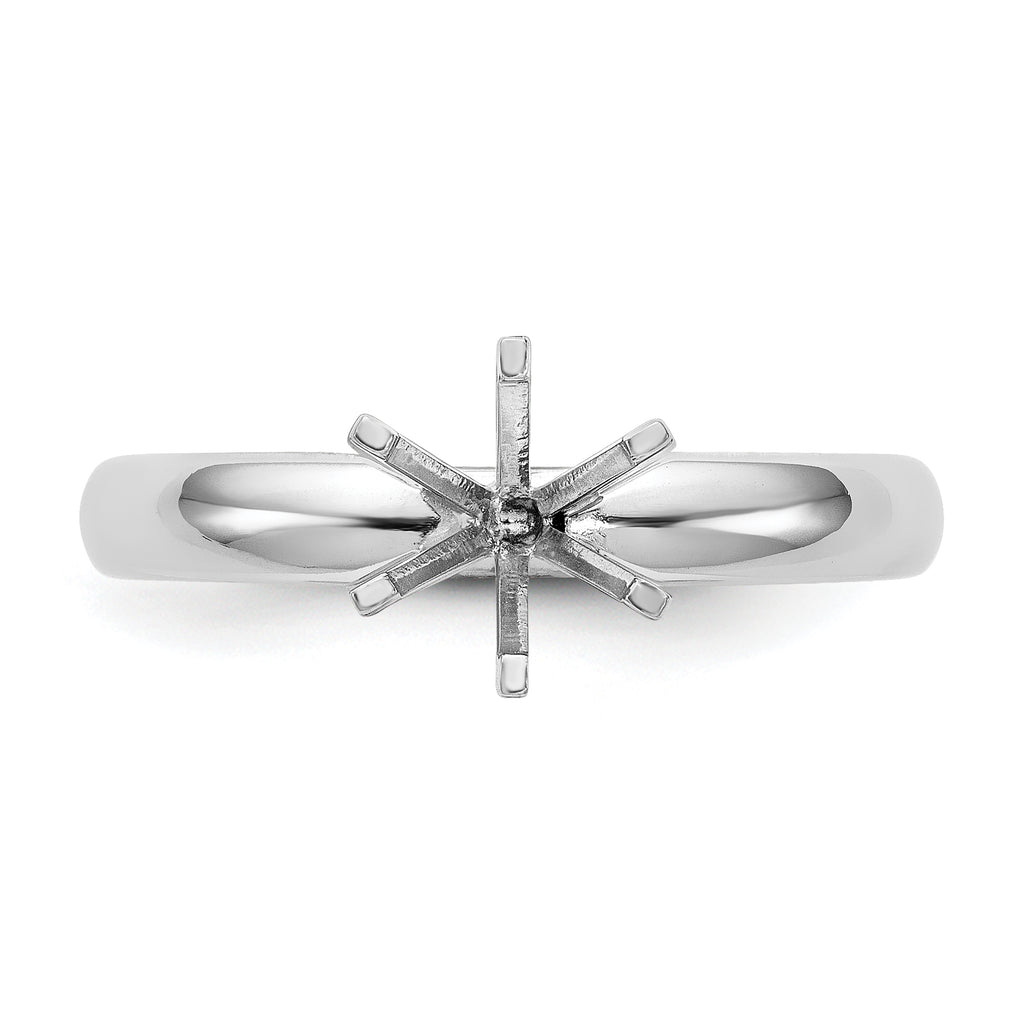 14k White Gold 1 carat Medium-Weight Low-Shoulder Comfort-Fit 6-Prong Round Solitaire Ring Mounting (No Stone Included)
