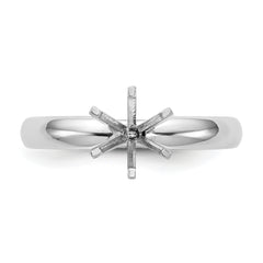 14k White Gold 1 carat Medium-Weight Low-Shoulder Comfort-Fit 6-Prong Round Solitaire Ring Mounting (No Stone Included)