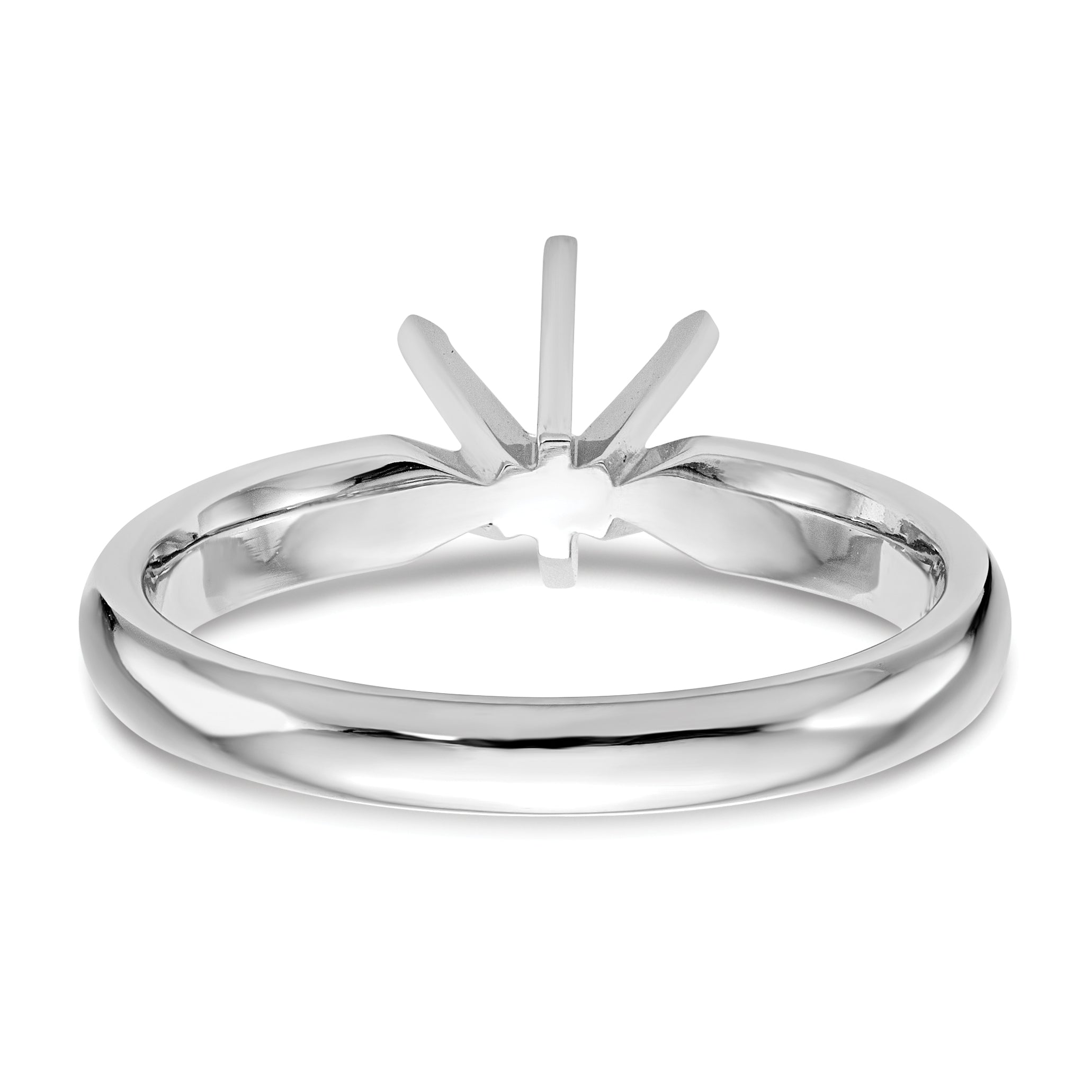 14k White Gold 1 carat Medium-Weight Low-Shoulder Comfort-Fit 6-Prong Round Solitaire Ring Mounting (No Stone Included)