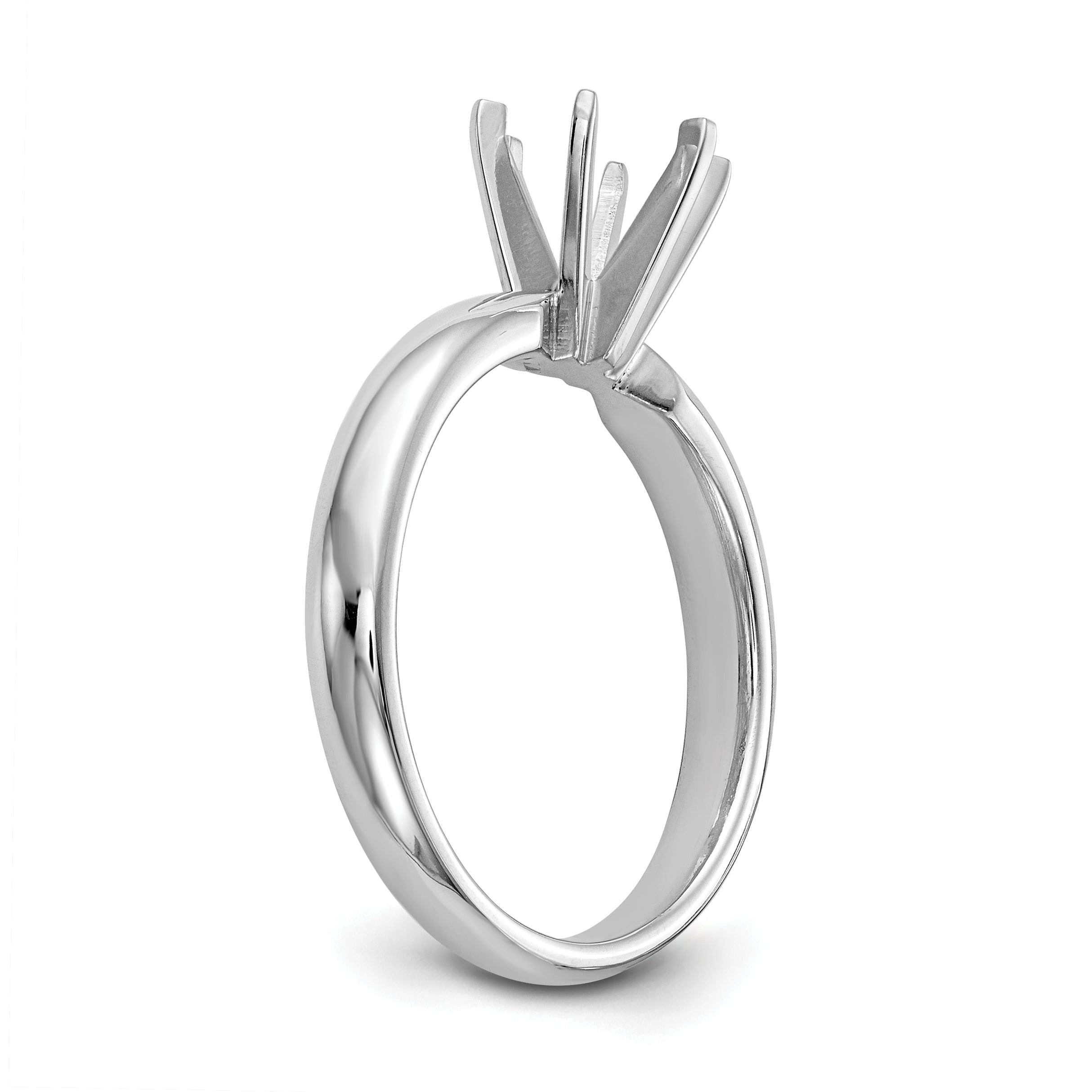 14k White Gold 1/8 carat Medium-Weight Low-Shoulder Comfort-Fit 6-Prong Round Solitaire Ring Mounting (No Stone Included)