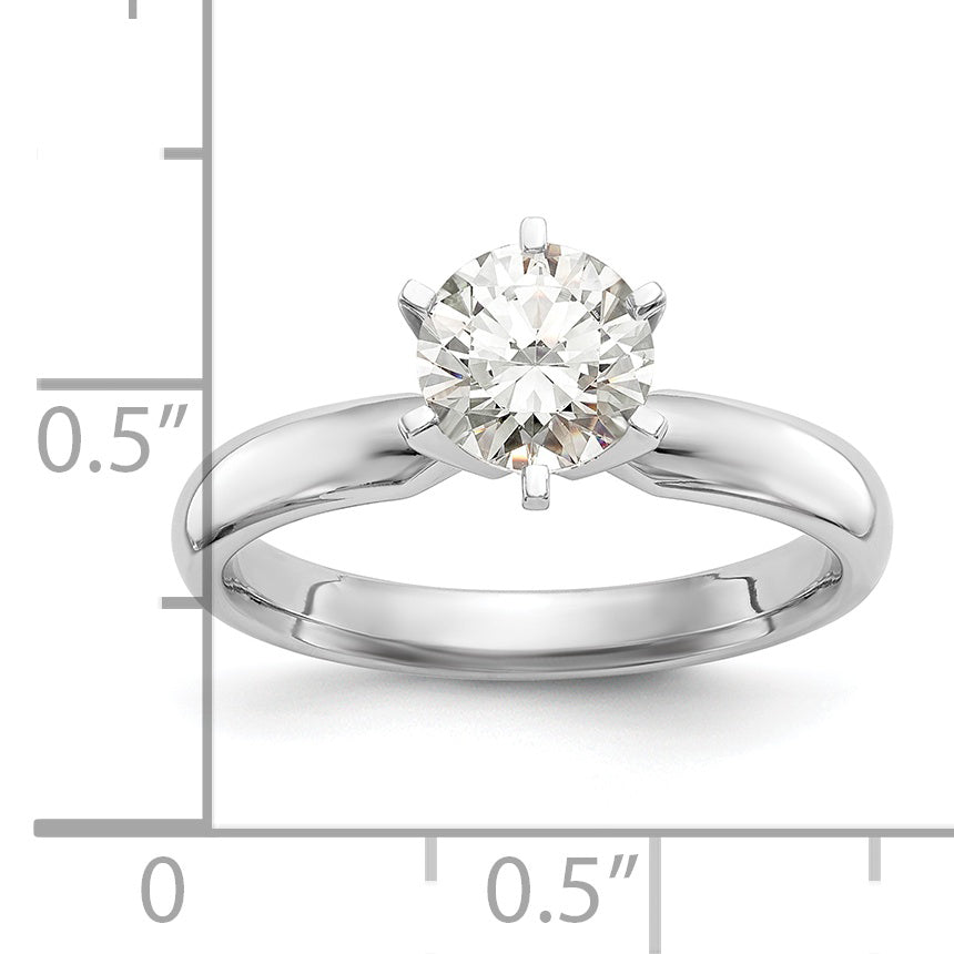 14k White Gold 1.5 carat Medium-Weight Low-Shoulder Comfort-Fit 6-Prong Round Solitaire Ring Mounting (No Stone Included)